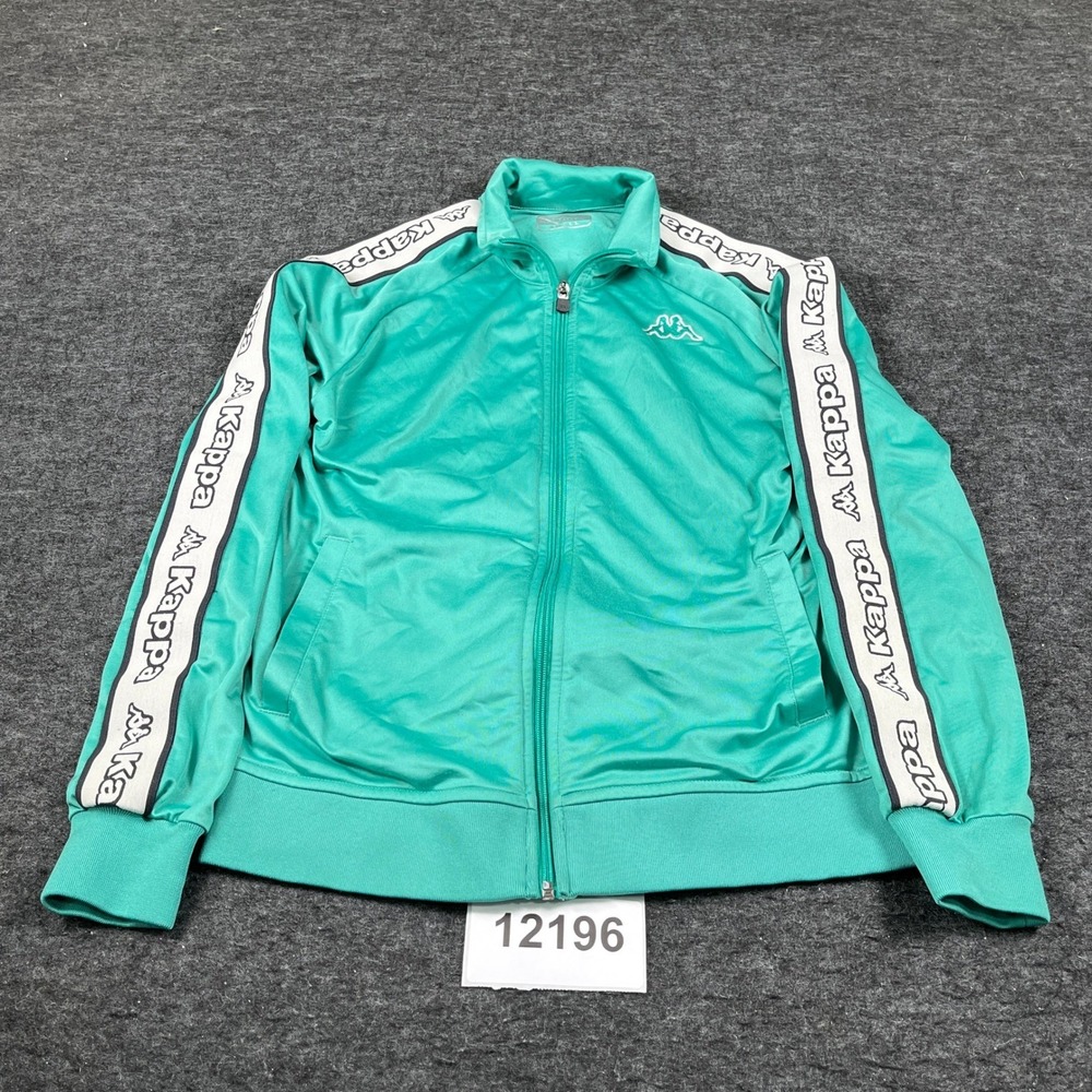 Kappa Mens Track Jacket Teal Green Omini Logo Tape Full Zip Small RN 174934